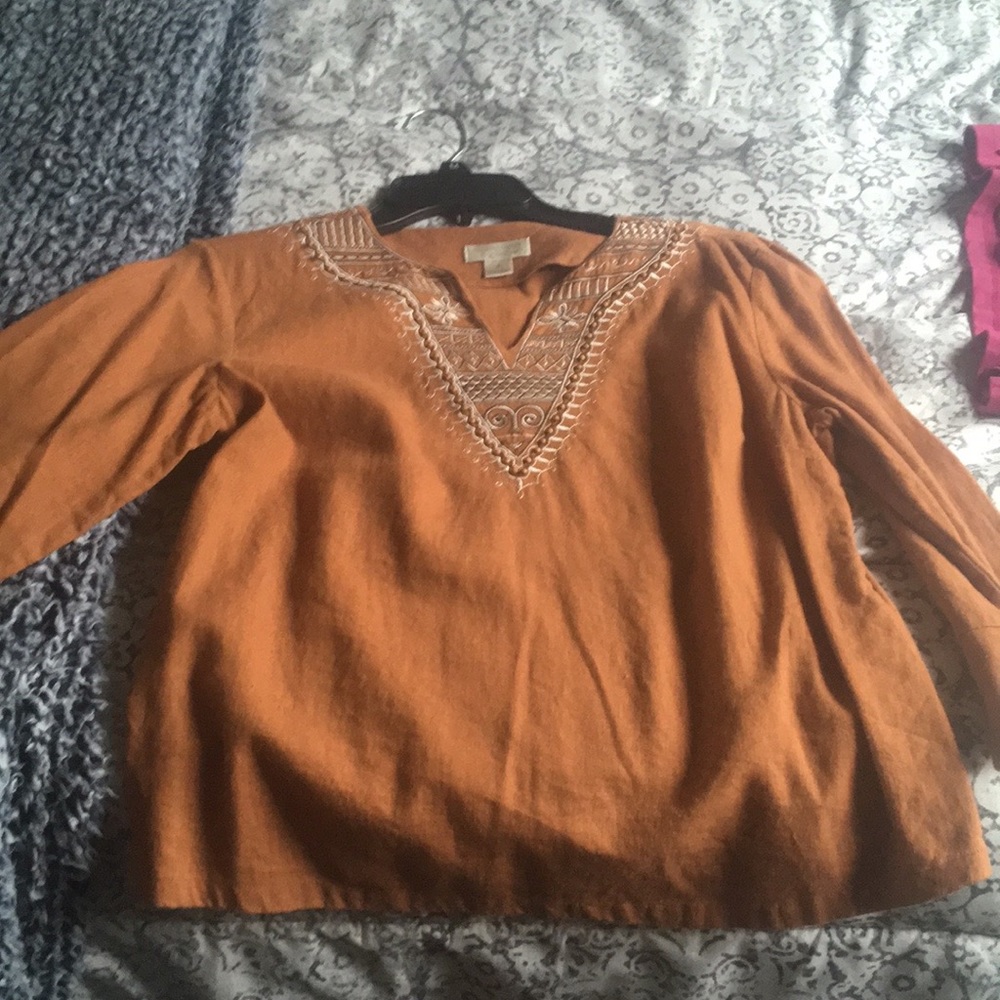 Orange brown 3/4 sleeve shirt